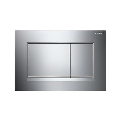 Placca di copertura 2 tasti &quot;Sigma 30&quot; Geberit - Bianco con bordo inferiore cromo