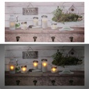 Appendino legno 8 posti con led lanterna cm 60x30x1