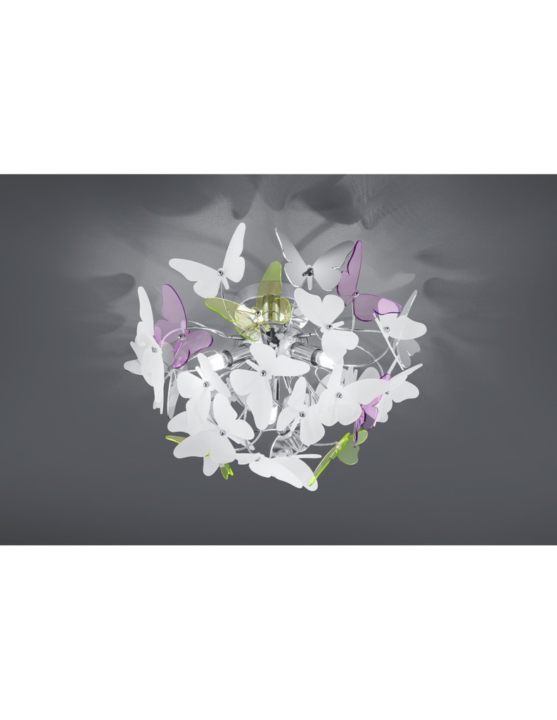 Plafoniera Butterfly 3xG9 Cromo Farfalle Multicolor Ø45 cm Trio Lighting