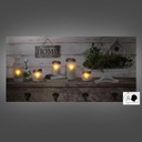 Appendino legno 8 posti con led lanterna cm 60x30x1