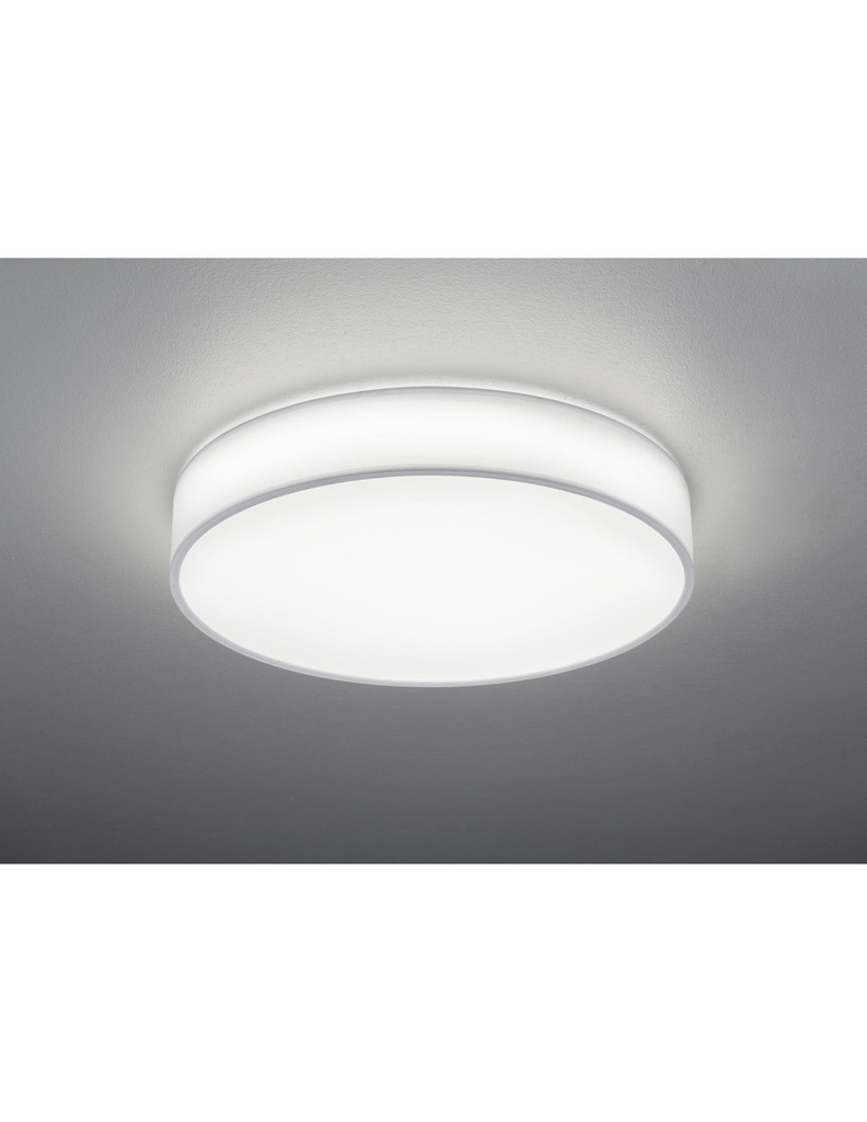 Plafoniera Led Dimmer Cambio Colore Stoffa Bianco Lugano Ø60 cm Trio Lighting