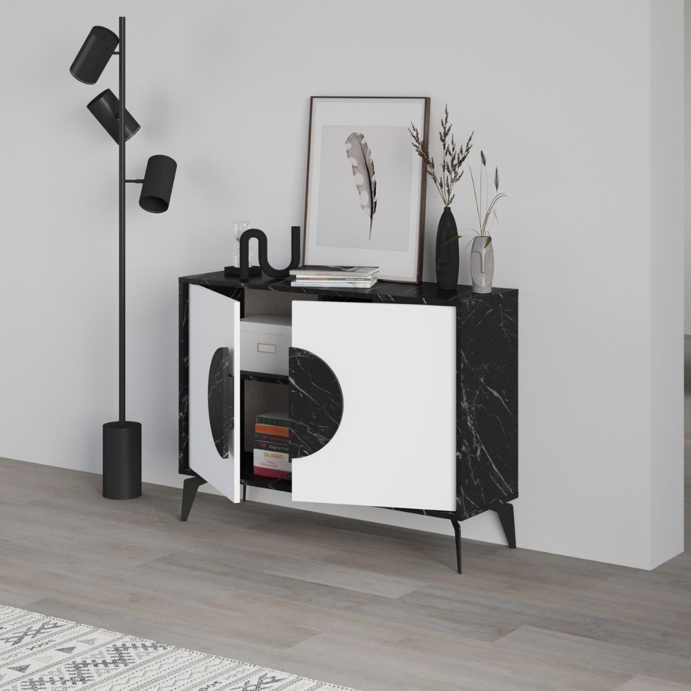 Madia Gora 110x35.6x82 cm Struttura Bendir e Ante Bianco