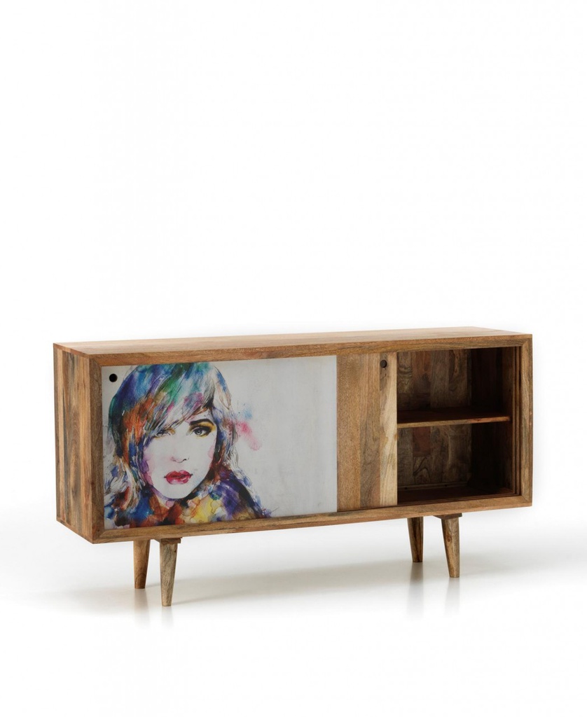 Madia moderna etnica  marrone legno di mango cm 160 x 45 x h 85