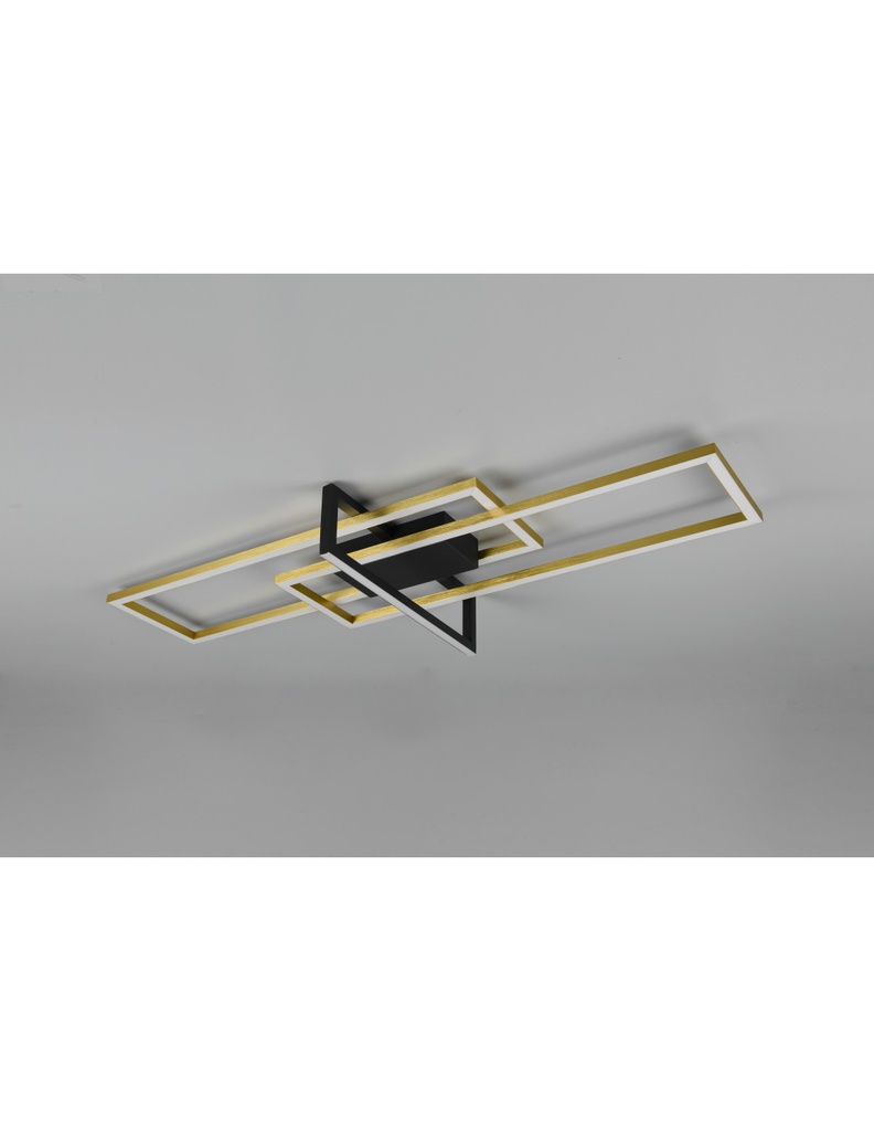 Plafoniera Salinas 3 Rettangoli Led 34w Oro-Nero L100 cm Dimmerabile Trio Lighting