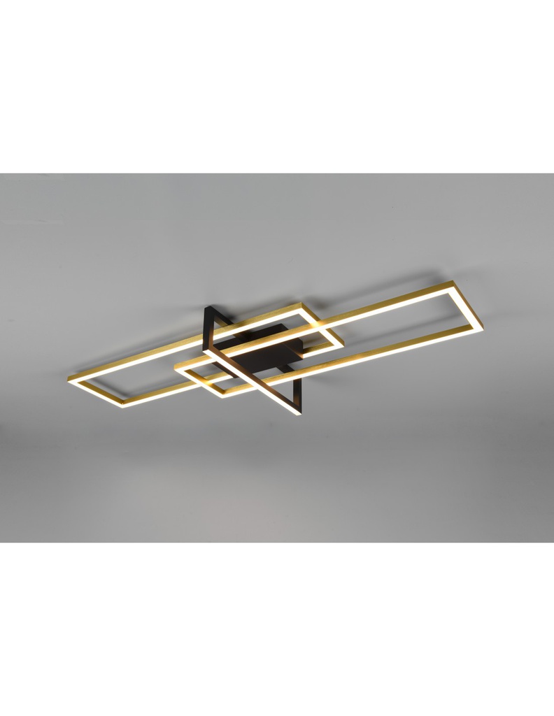 Plafoniera Salinas 3 Rettangoli Led 34w Oro-Nero L100 cm Dimmerabile Trio Lighting