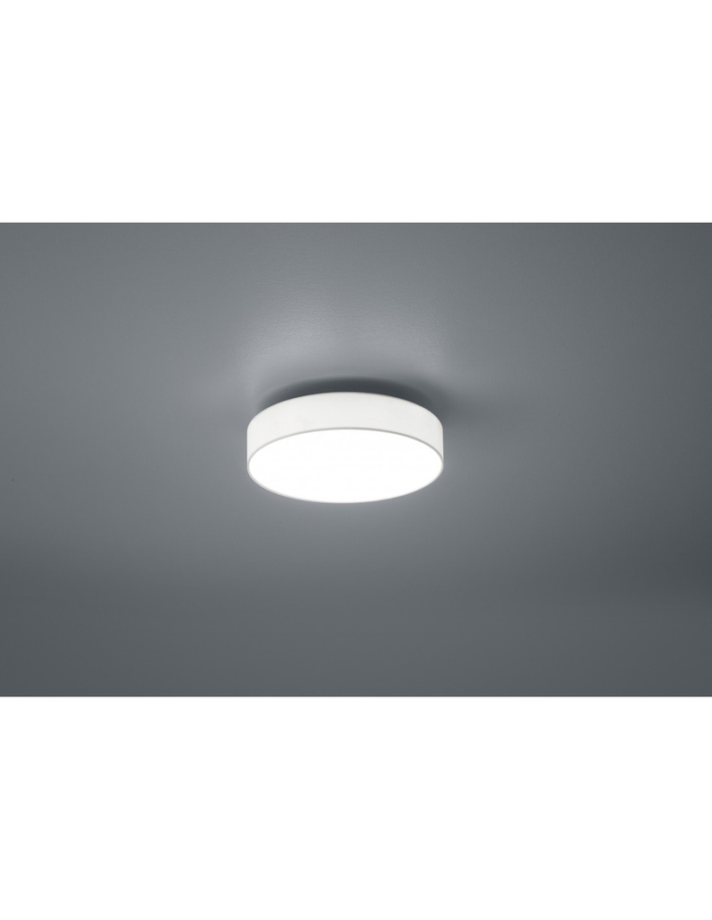 Plafoniera Soffitto Led Dimmer Cambio Colore Tessuto Bianco Lugano Ø30 cm Trio Lighting