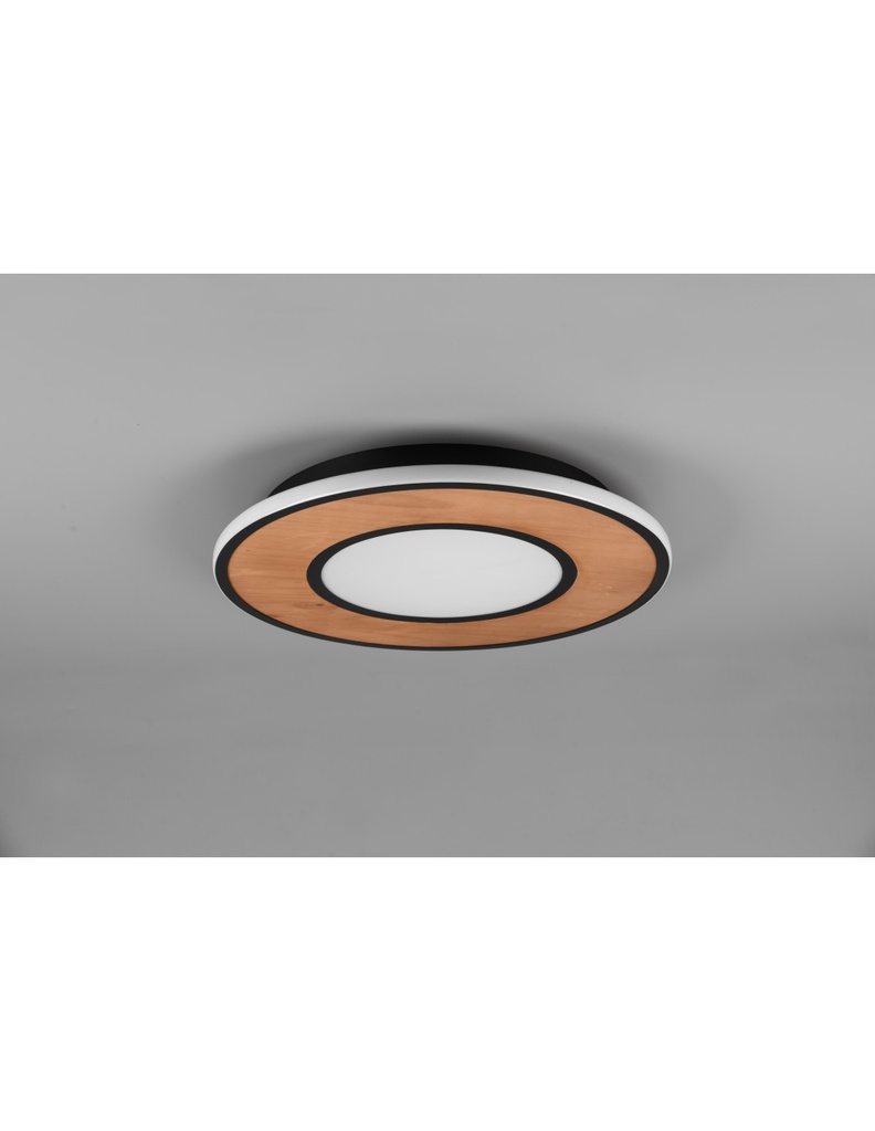 Plafoniera Vintage Legno Led Dimmer Deacon Ø50 cm Trio Lighting