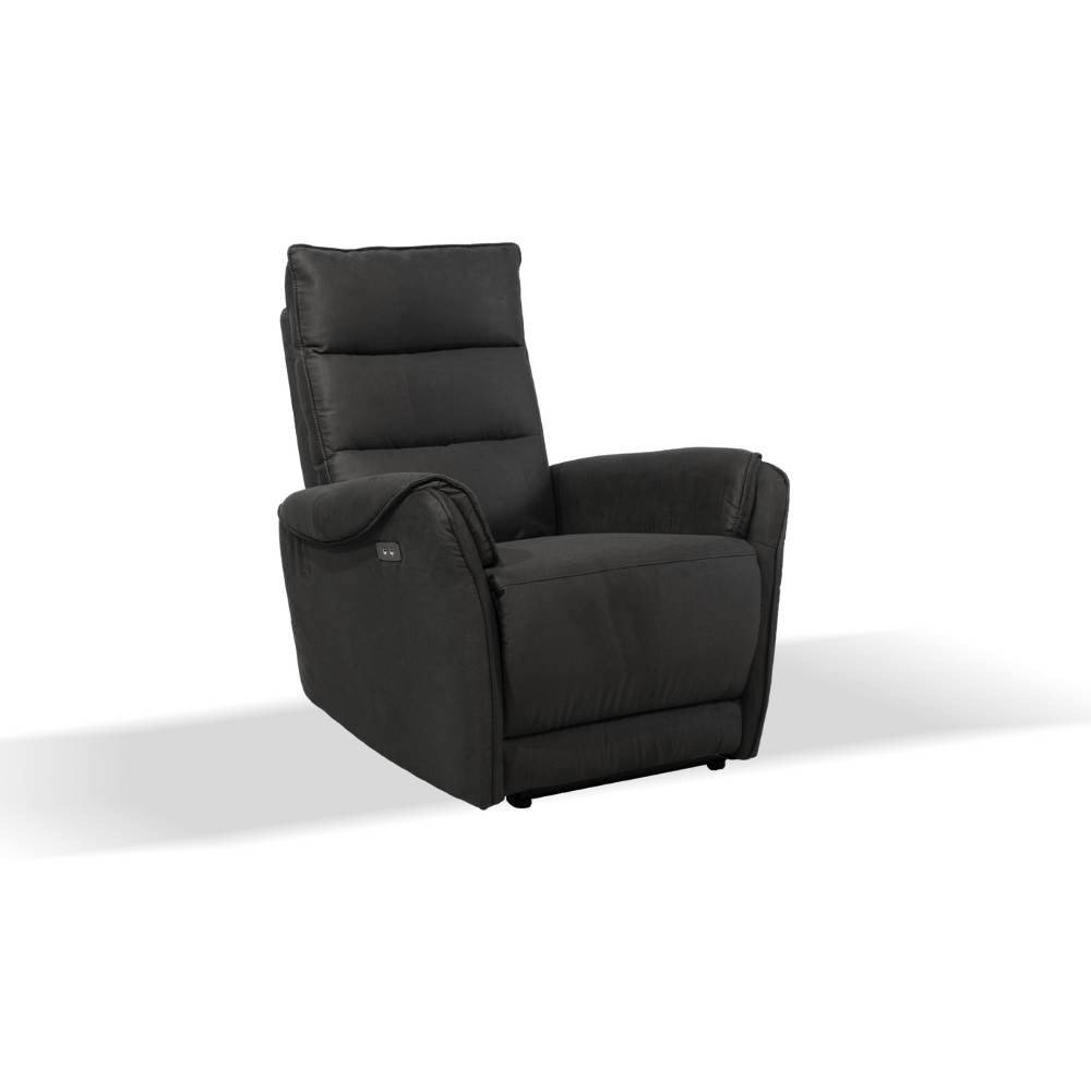 Poltrona Recliner Elettrico Effetto Nabuk Grigio  82 x 98 x 109 cm