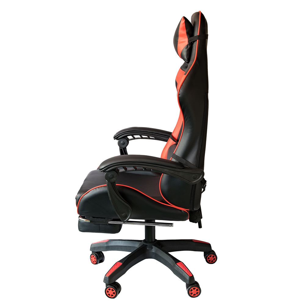 Poltrona Sedia Gaming Girevole Reclinabile da Ufficio Rossa 64x53x123-133 cm