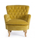 Poltrona Vintage Orlins in velluto trapuntato senape
