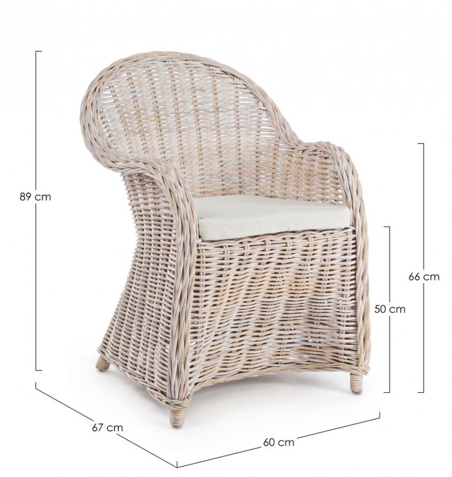 Poltrona con cuscino new bianco in fibre naturali