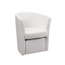 Poltrona imbottita rivestita in ecopelle bianca e pouff estraibile 64x63xh.76