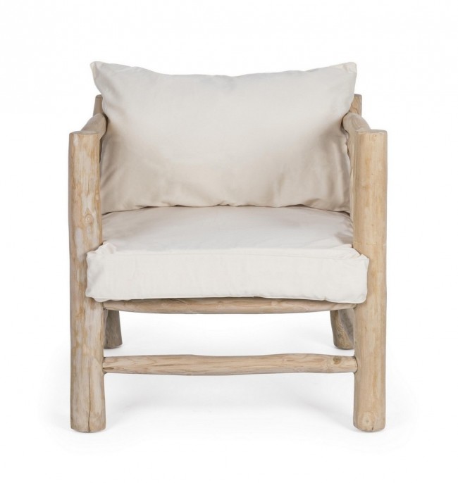 Poltrona in Teak Naturale con Cuscini in Cotone Sahel 