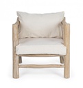 Poltrona in Teak Naturale con Cuscini in Cotone Sahel 