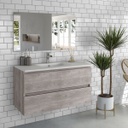 Mobile bagno sospeso rovere grigio 100x43x56 cm