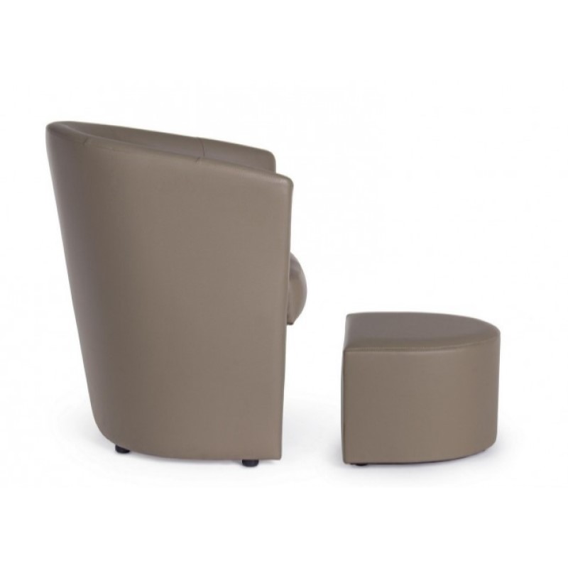 Poltrona in similpelle con pouf estraibile Tortora RITA 64,5x 59,5x h78 cm