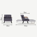 Poltrona letto pieghevole Sando in tessuto grigio  60 x78xh.78 cm