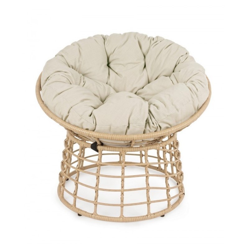 Poltrona per esterno in fibra Naturale con cuscino MOLLY diametro 69x92x h78 cm