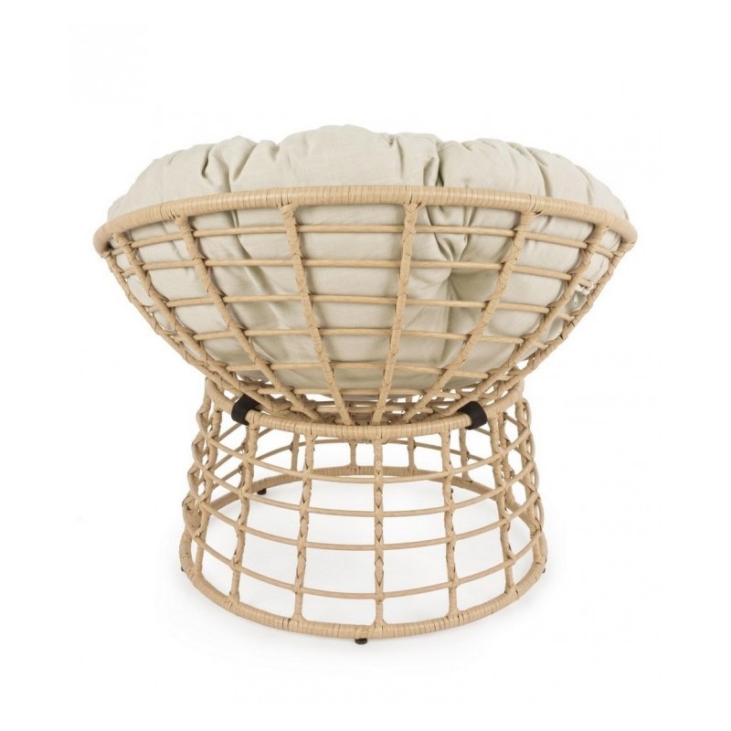 Poltrona per esterno in fibra Naturale con cuscino MOLLY diametro 69x92x h78 cm