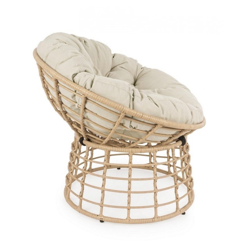 Poltrona per esterno in fibra Naturale con cuscino MOLLY diametro 69x92x h78 cm