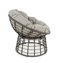 Poltrona per esterno in fibra naturale Grigio con cuscino MOLLY diametro 69x92x h78 cm