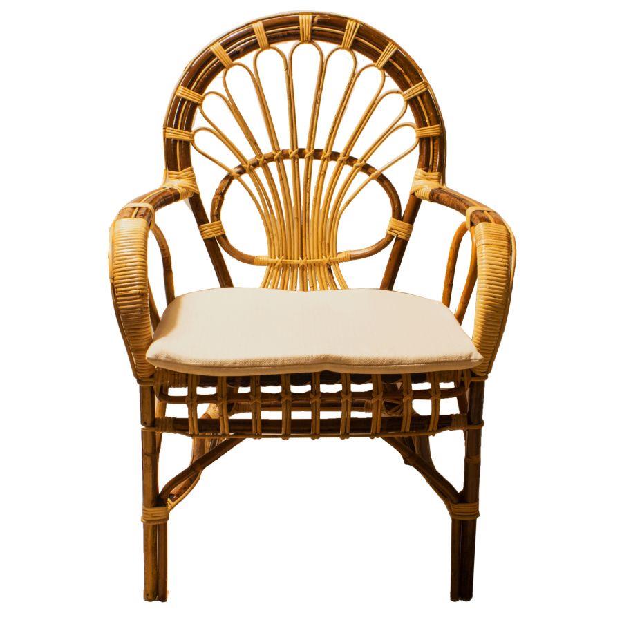 Poltrona rattan sole con cuscino cm 62 x 65 x h44-62-90