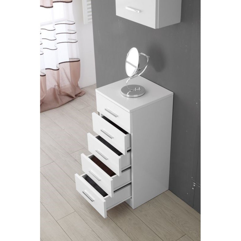 Mobile da Bagno cinque cassetti Bianco 35x34x h78,5 cm