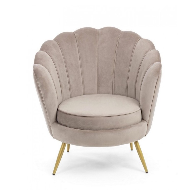 Poltrona retro in velluto grigio chiaro modello pavone