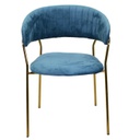 Poltrona velluto Brendeburgo blu ottanio cm 57x52h49/74/78