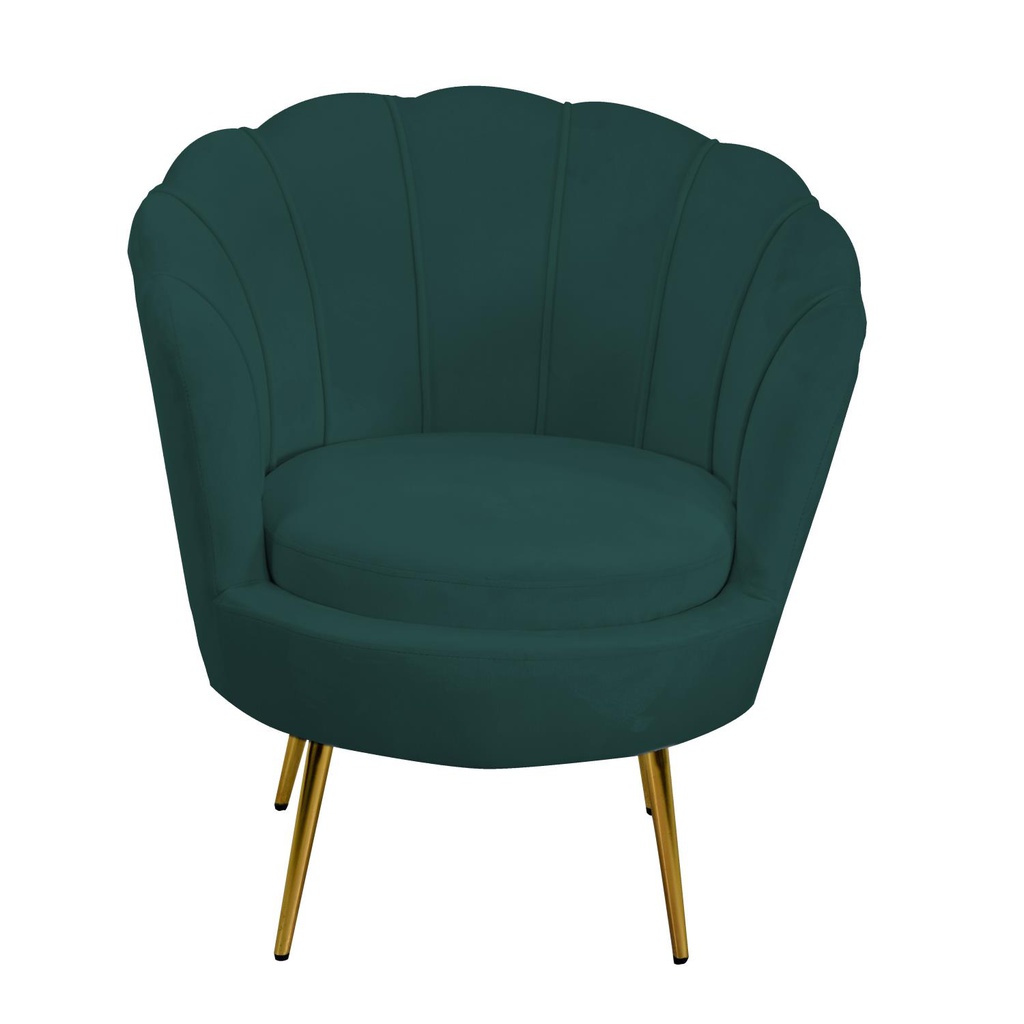 Poltrona velluto tulipan blu petrolio cm 73x72h77