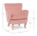 Poltrona vintage Chenille Imbottita in velluto Rosa