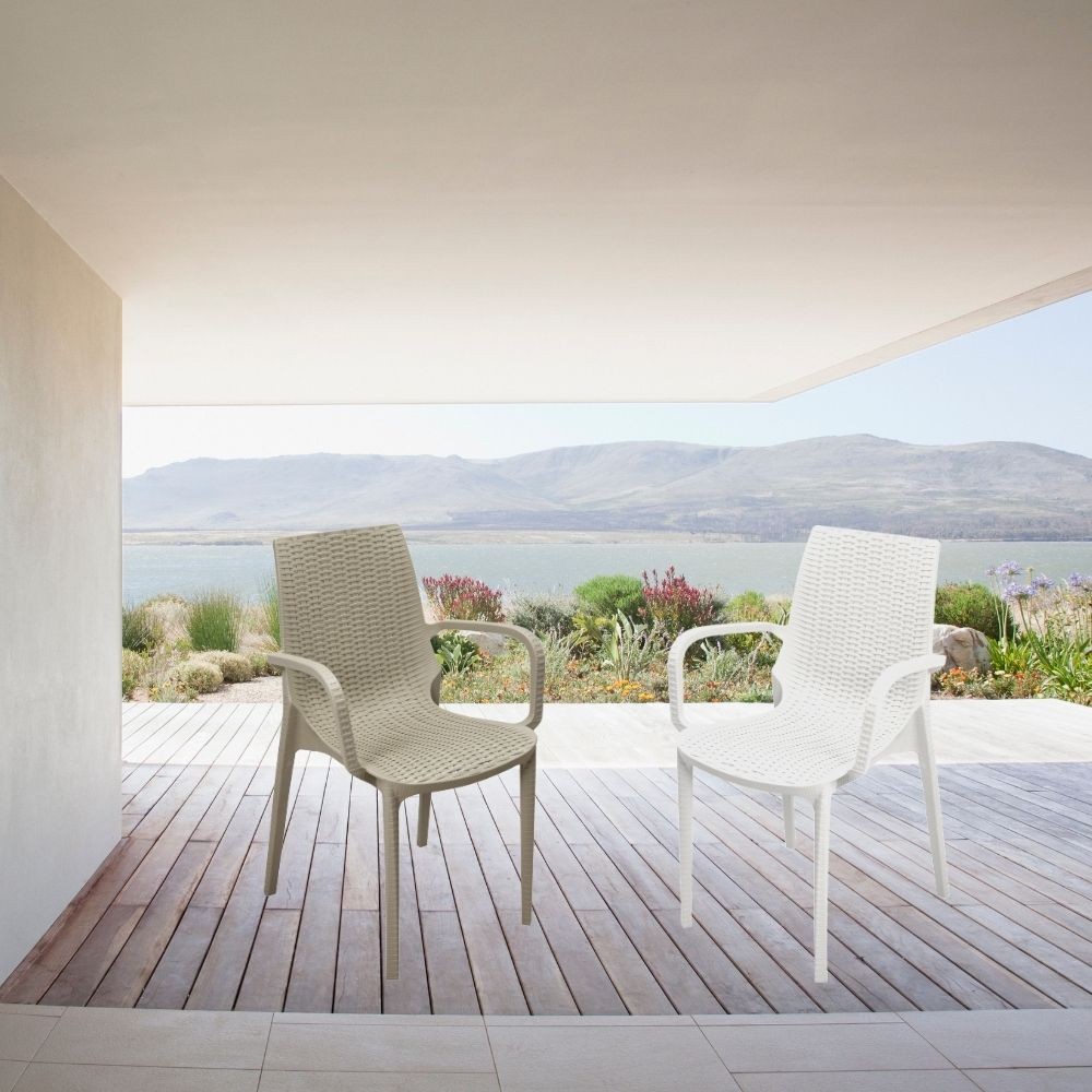 Poltroncina Nirvana polipropilene beige effetto rattan EFFEZ