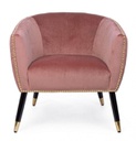 Poltroncina imbottita Caitlin rivestita in velluto rosa antico