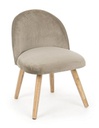 Poltroncina moderna Adeline in legno rivestita effetto velluto tortora
