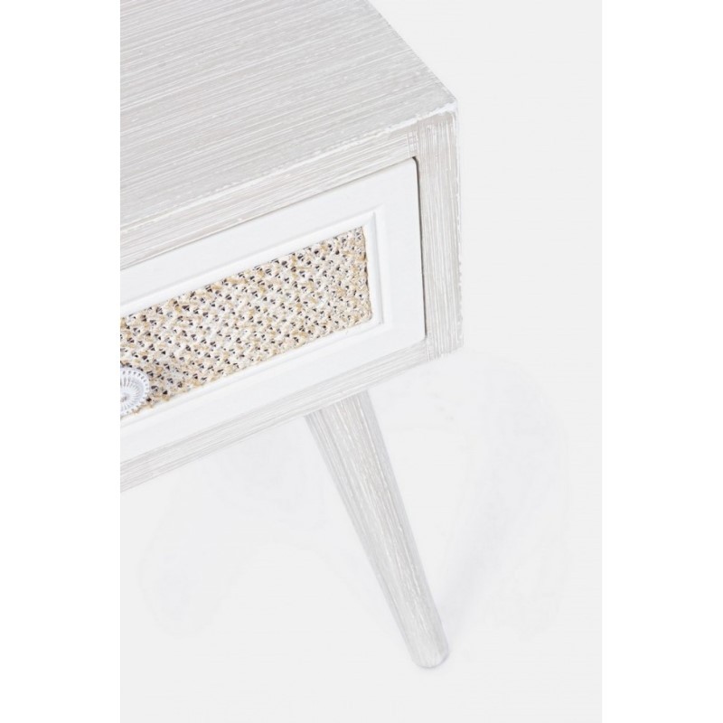 Mobiletto comodino in MDF un cassetto Bianco MONTIEL 35x30x h46,5 cm