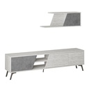 Porta TV Fiona Bianco Vintage con Anta Retro Grey e Mensola H 48 x P 35,60 x L 180 cm