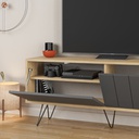 Porta TV Picadilly con Struttura Rovere e 2 Ante a Ribalta Antracite H57 x L139 x P36 cm