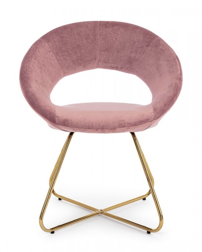 2x Poltrona Vanity Oro in velluto rosa
