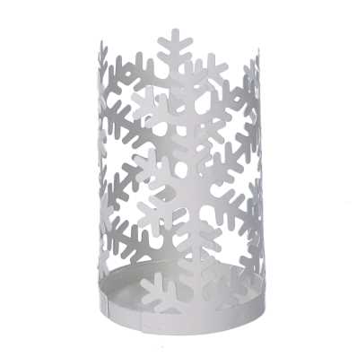 Portabicchiere metallo fiocco neve bianco tondo cm ø8h20