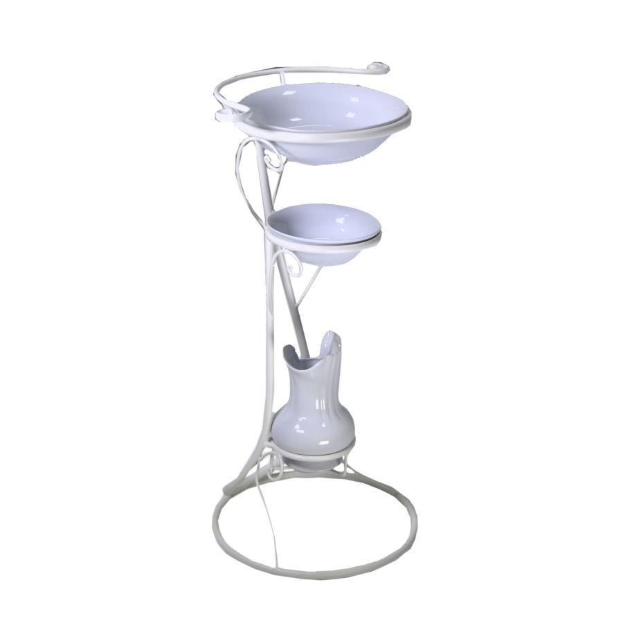 Portacatino metallo con ceramica crema cm 47x39