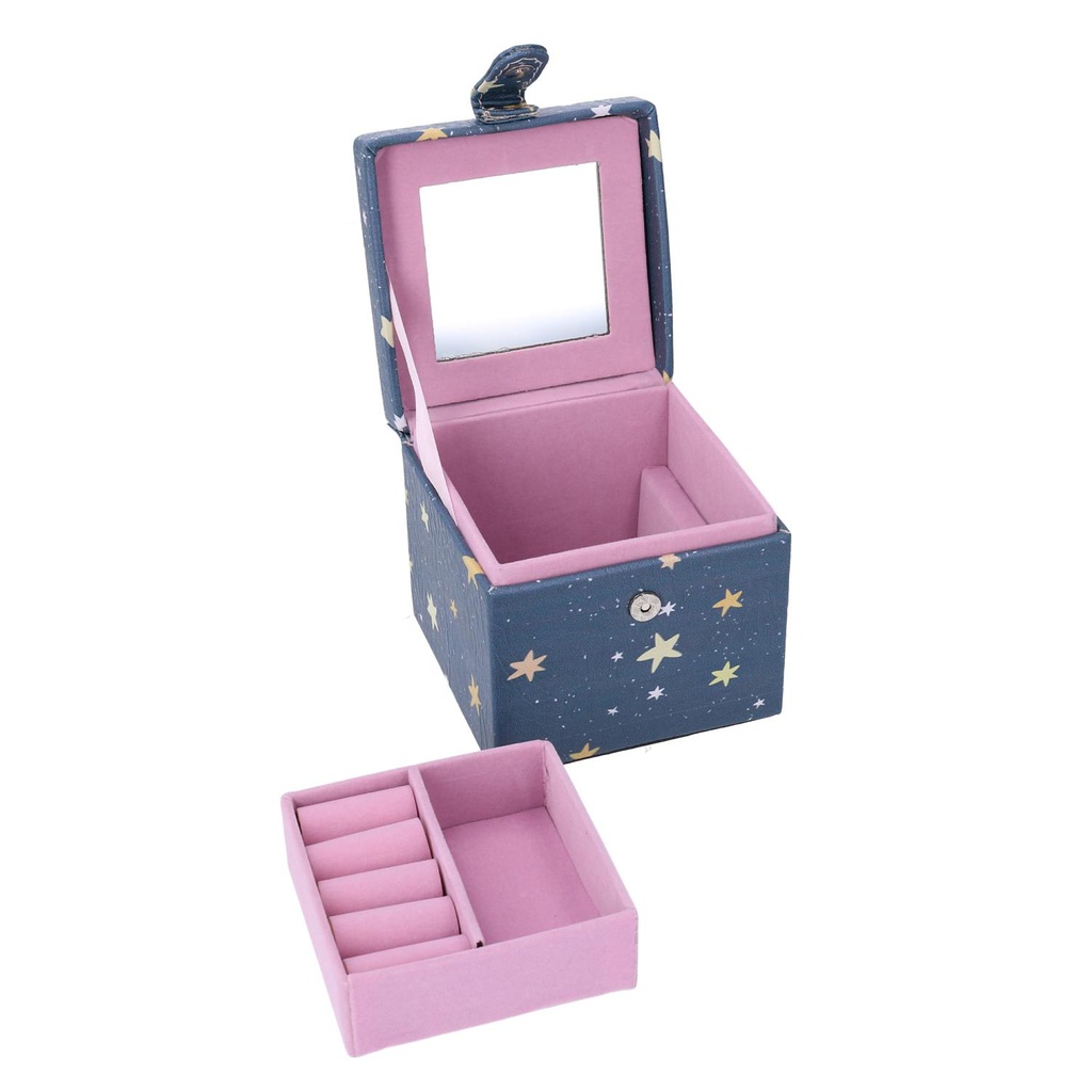 Portagioie ecopelle stelle blu quadro cm 10x10