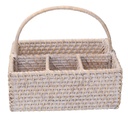 Portaposate rattan algarve bianco rettangolare cm26x20h11/22