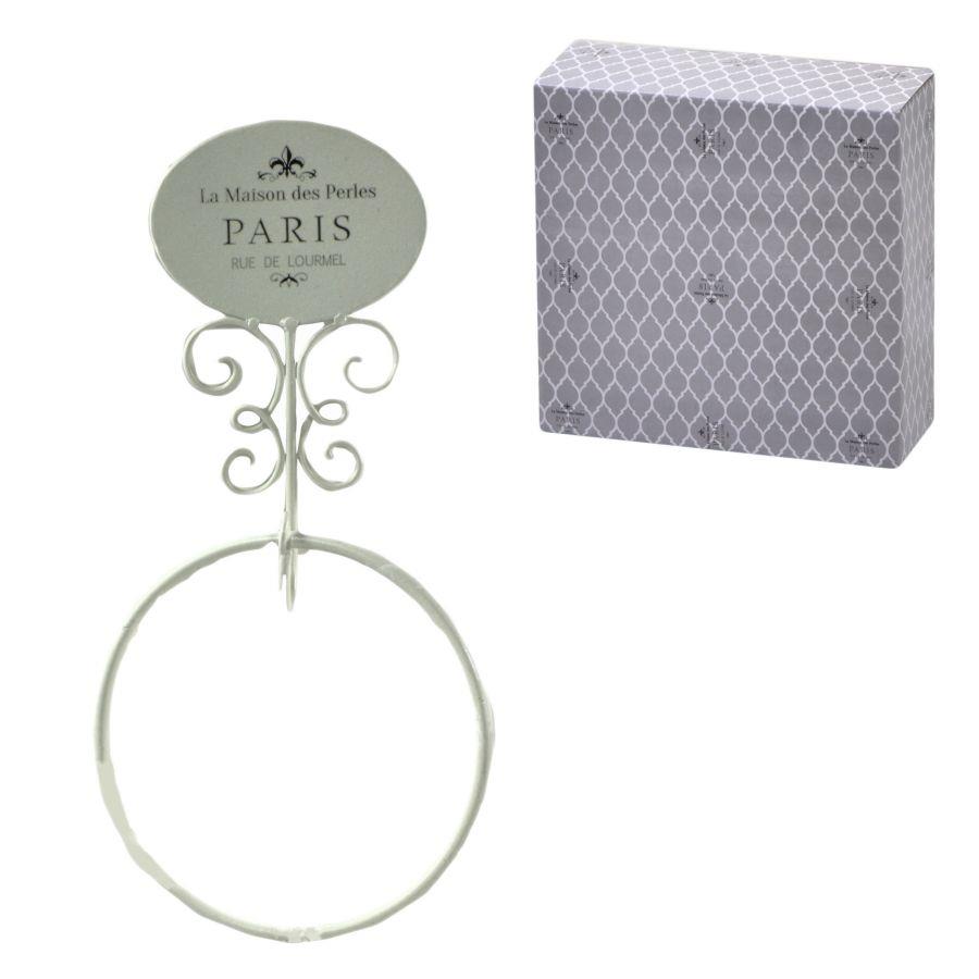 Portasciugamani a muro metallo paris bianco anello cm 20x6h38