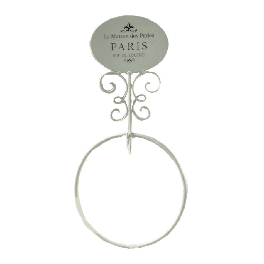 Portasciugamani a muro metallo paris bianco anello cm 20x6h38