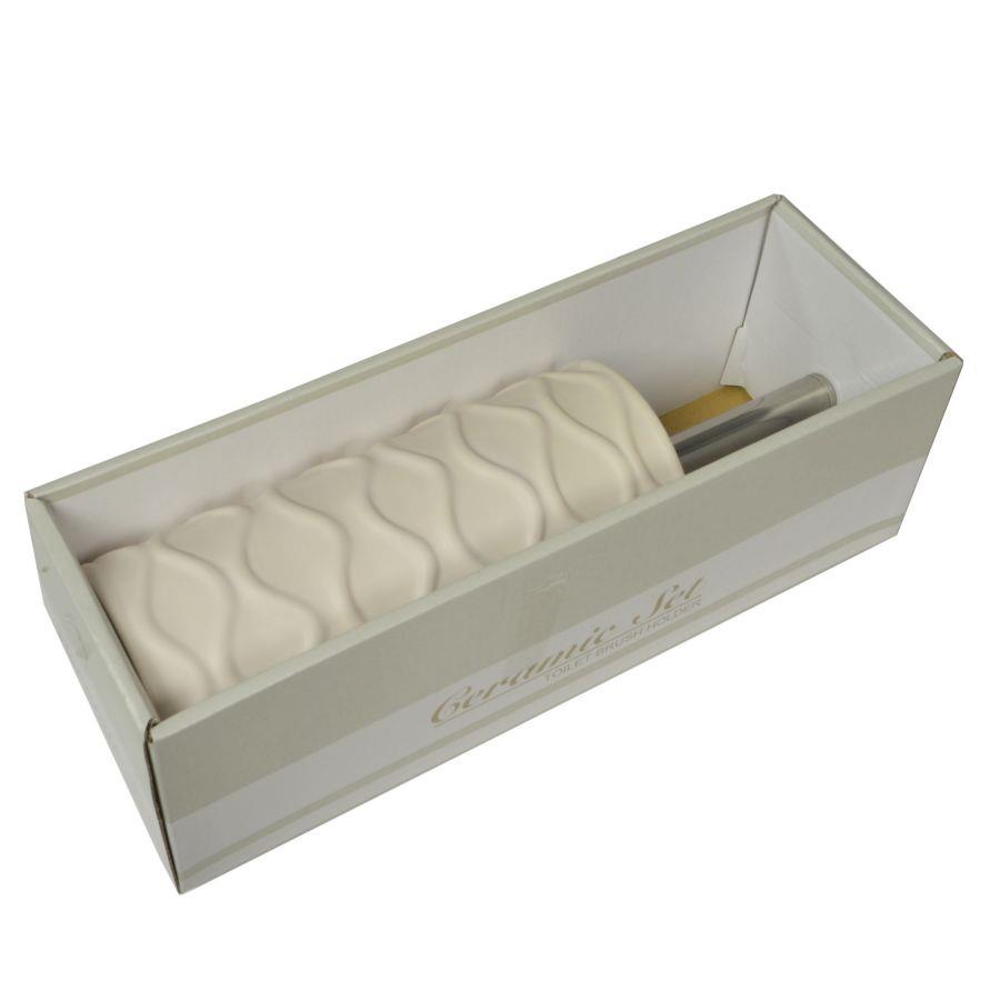 Portascopino ceramica bianco onde tondocmø10
