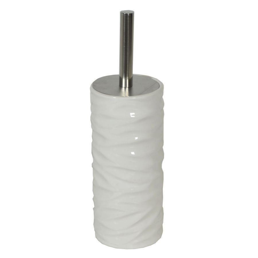 Portascopino ceramica bianco onde tondocmø10h24/34