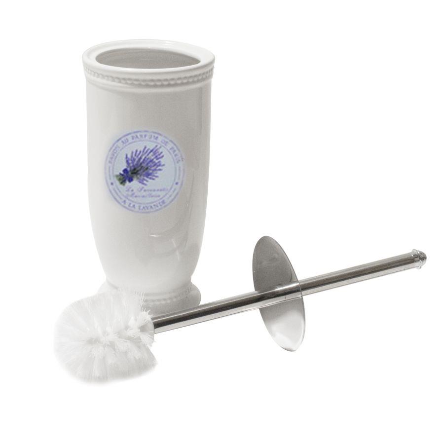 Portascopino ceramica lavanda bianco tondo cmø11