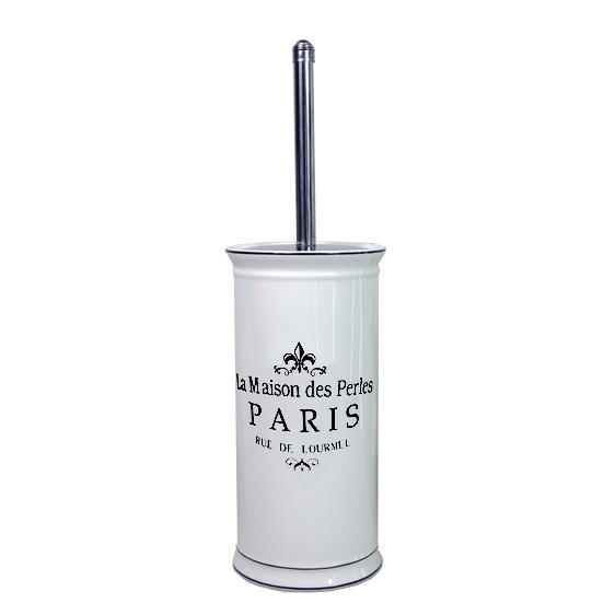 Portascopino ceramica paris bianco tondo cmø11