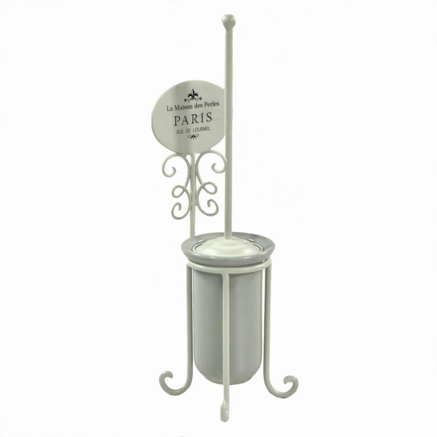 Portascopino metallo paris bianco cm 14x15h51