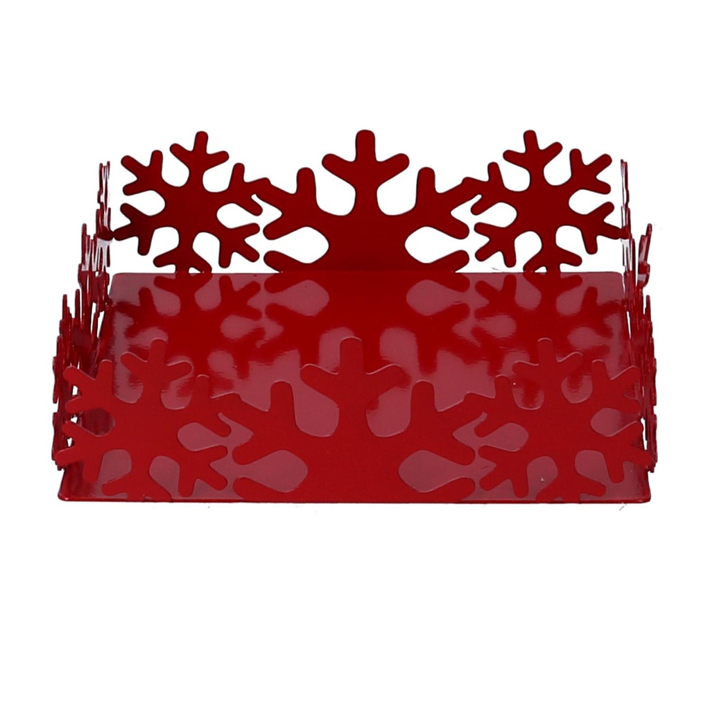 Portatovaglioli metallo fiocco neve rosso quadrato cm16,5x16,5h5